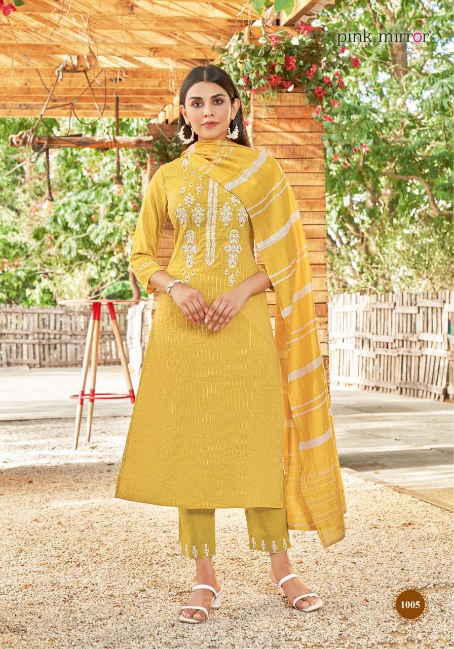 Pink Mirror Pearl Viscose Embroidery Designer Kurti Combo Set Wholesaler Surat