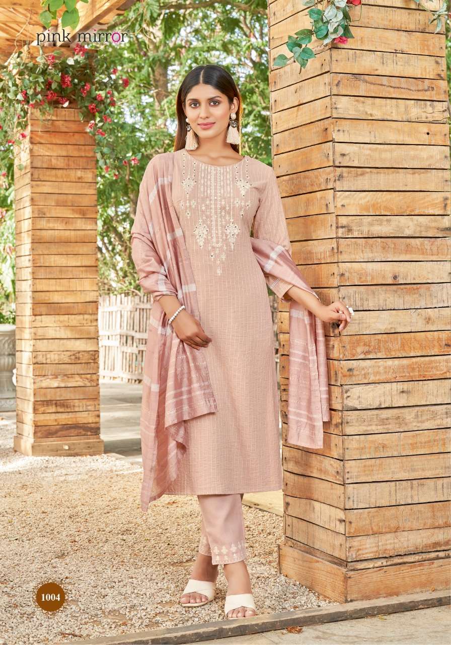 Pink Mirror Pearl Viscose Embroidery Designer Kurti Combo Set Wholesaler Surat
