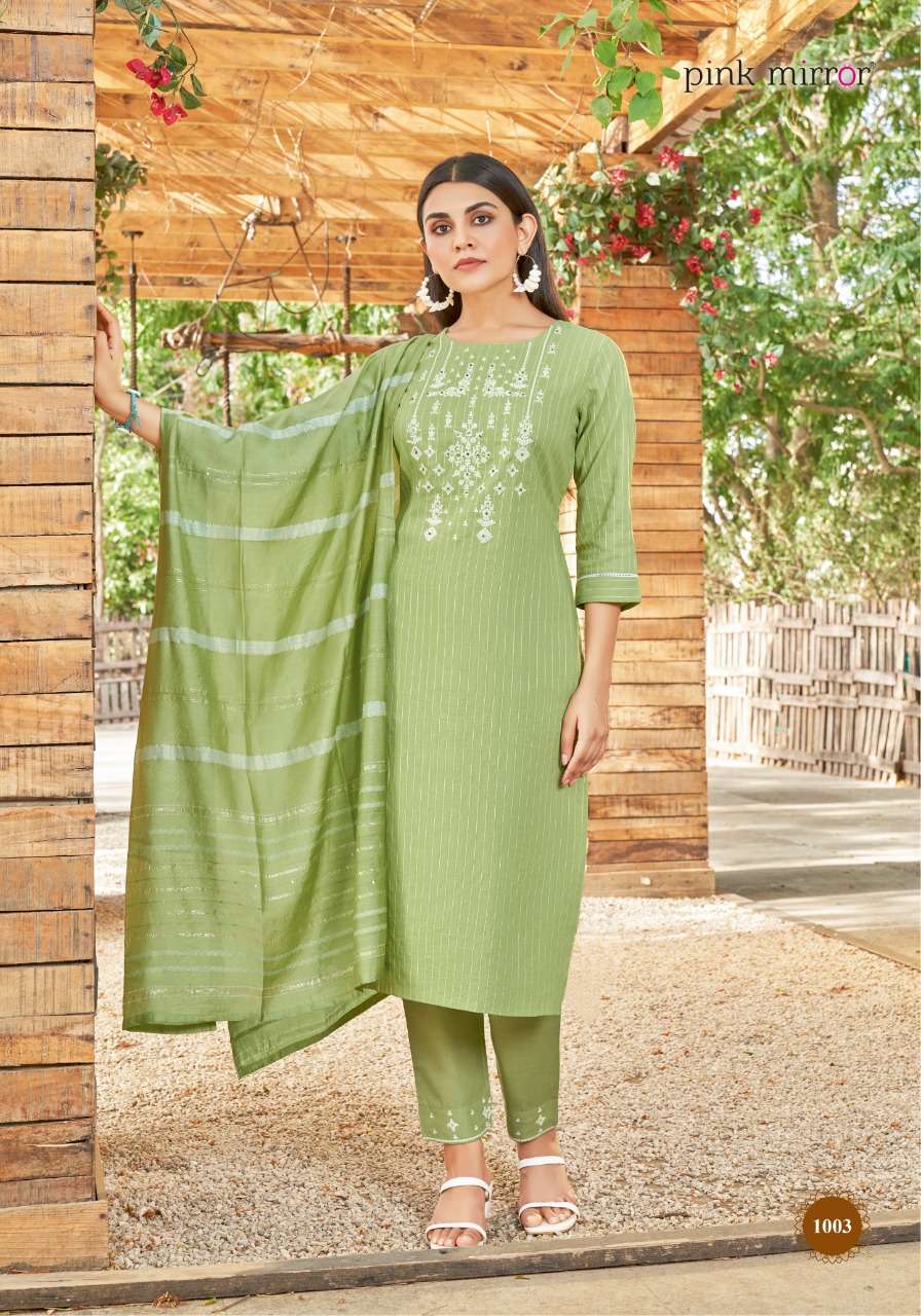 Pink Mirror Pearl Viscose Embroidery Designer Kurti Combo Set Wholesaler Surat