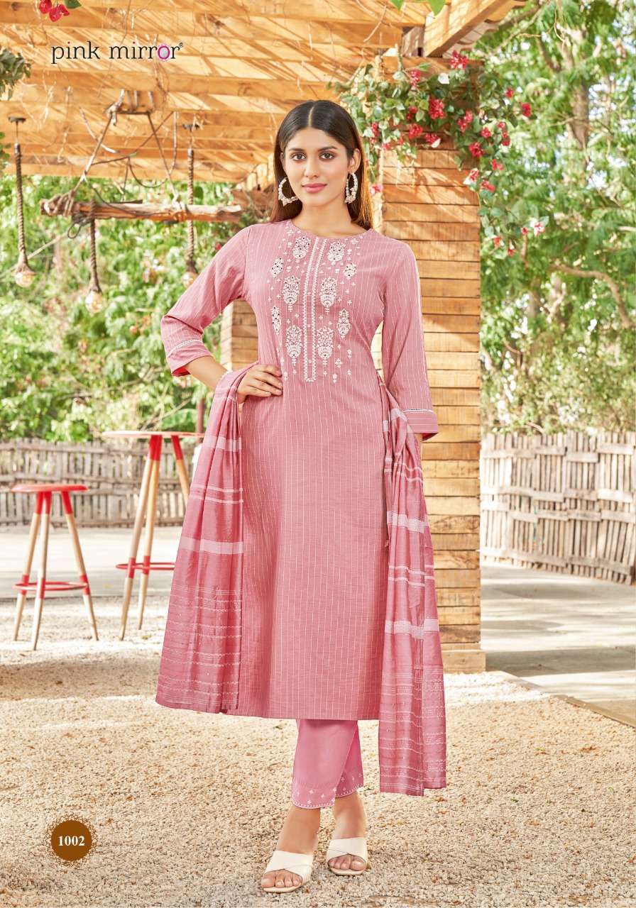 Pink Mirror Pearl Viscose Embroidery Designer Kurti Combo Set Wholesaler Surat