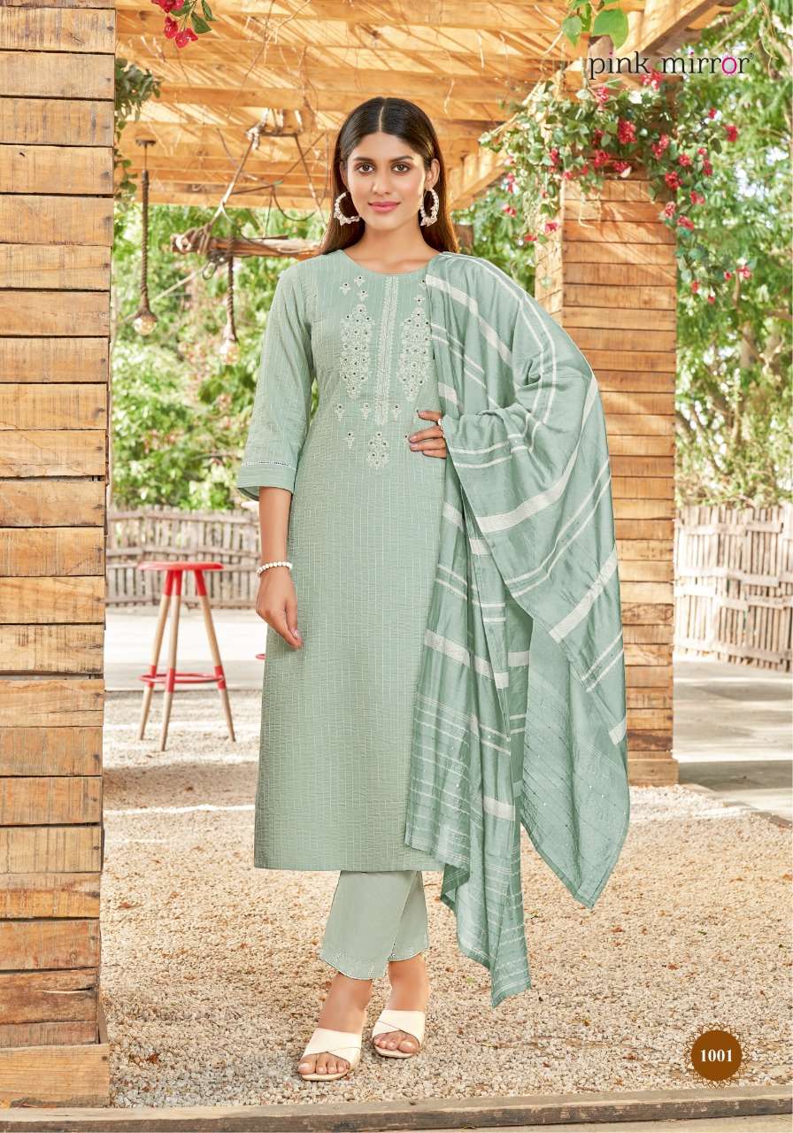 Pink Mirror Pearl Viscose Embroidery Designer Kurti Combo Set Wholesaler Surat