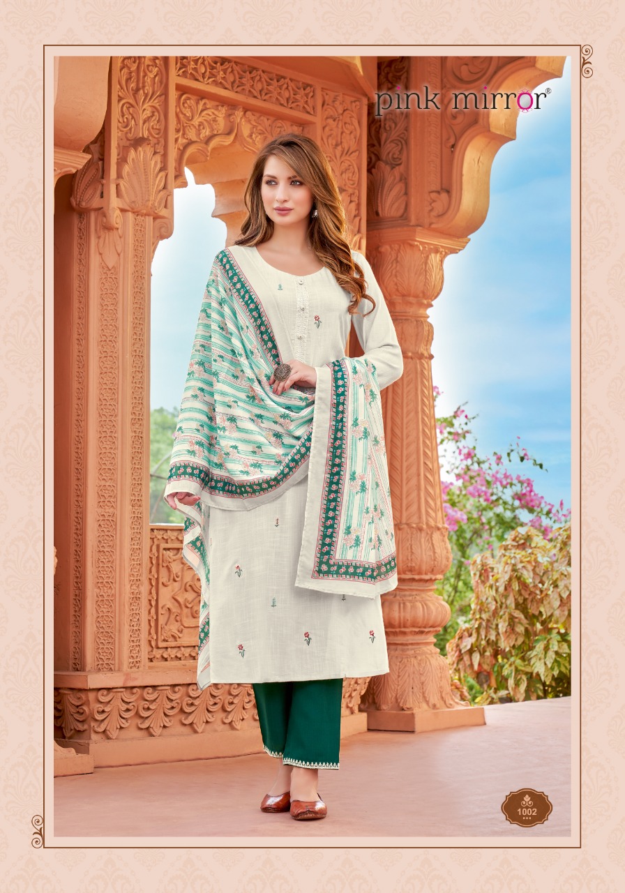 Pink Mirror Refresh Rayon Embroidery Designer Kurti Combo Set Wholesaler Surat
