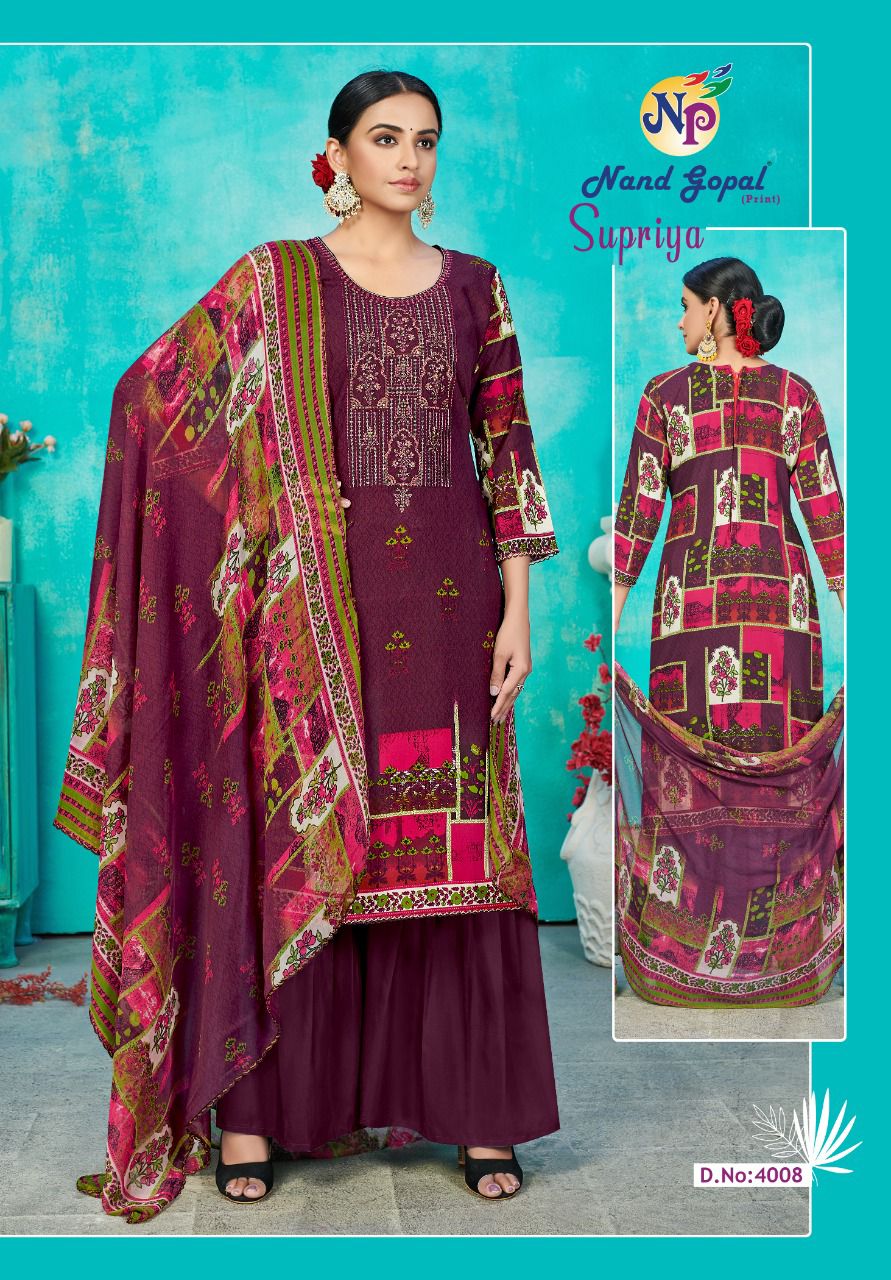 Nand Gopal Supriya Vol 4 Pure Cotton Karachi Print Salwar Suits Wholesaler Surat