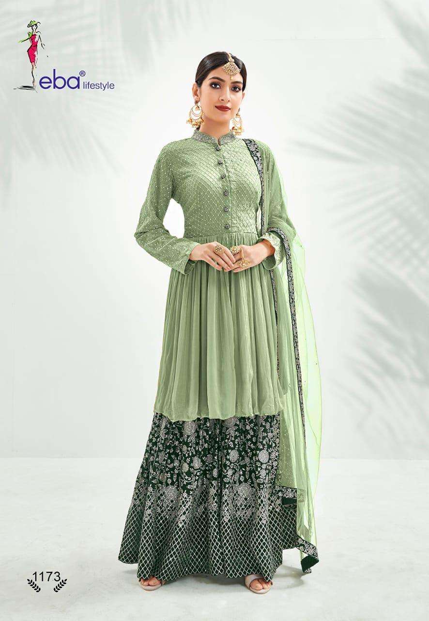 Eba Lifestyle Classic Gold Vol 1 Chinnon Embroidered Salwar Suits Wholesaler Surat