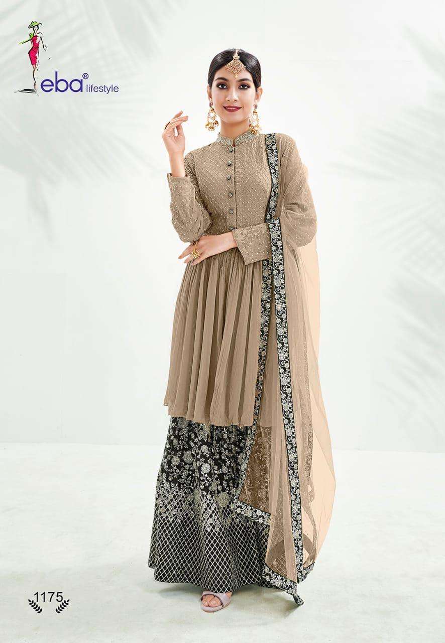 Eba Lifestyle Classic Gold Vol 1 Chinnon Embroidered Salwar Suits Wholesaler Surat