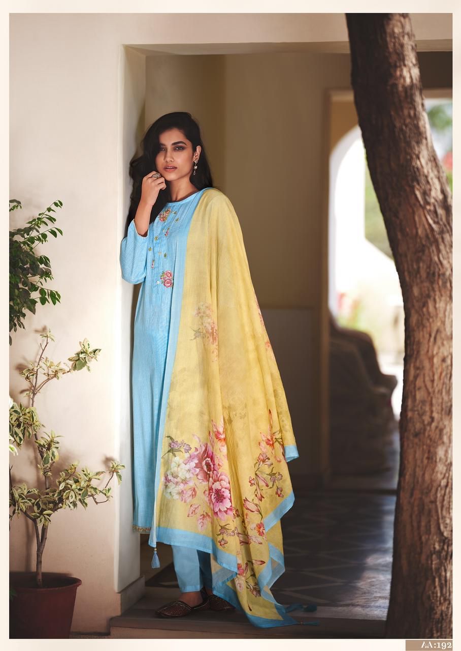 Varsha Ehrum Aarna Cotton Embroidery Designer Fancy Salwar Suits Wholesaler Surat