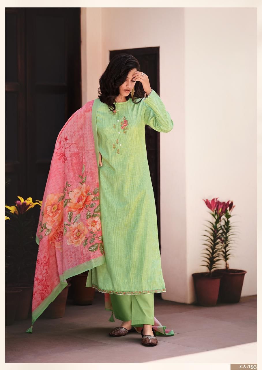 Varsha Ehrum Aarna Cotton Embroidery Designer Fancy Salwar Suits Wholesaler Surat