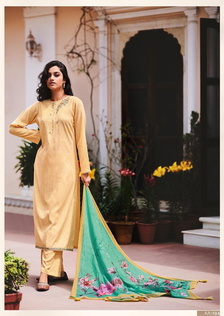 Varsha Ehrum Aarna Cotton Embroidery Designer Fancy Salwar Suits Wholesaler Surat