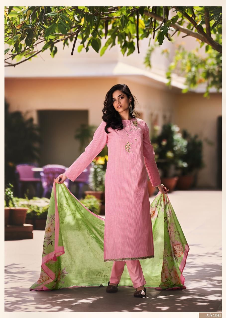 Varsha Ehrum Aarna Cotton Embroidery Designer Fancy Salwar Suits Wholesaler Surat