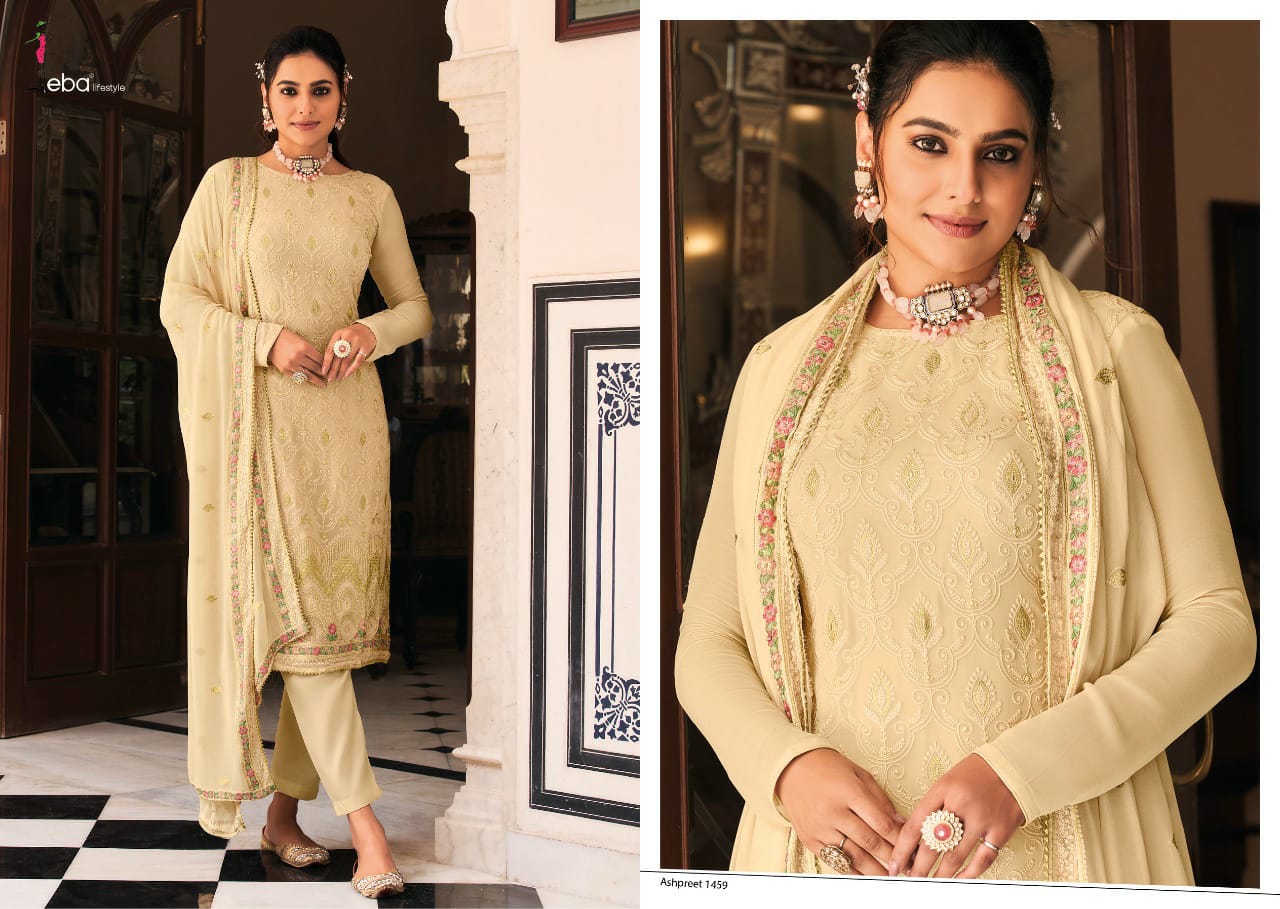 Eba Lifestyle Ashpreet Vol 5 Georgette With Embroidery Designer Suits Wholesaler Surat