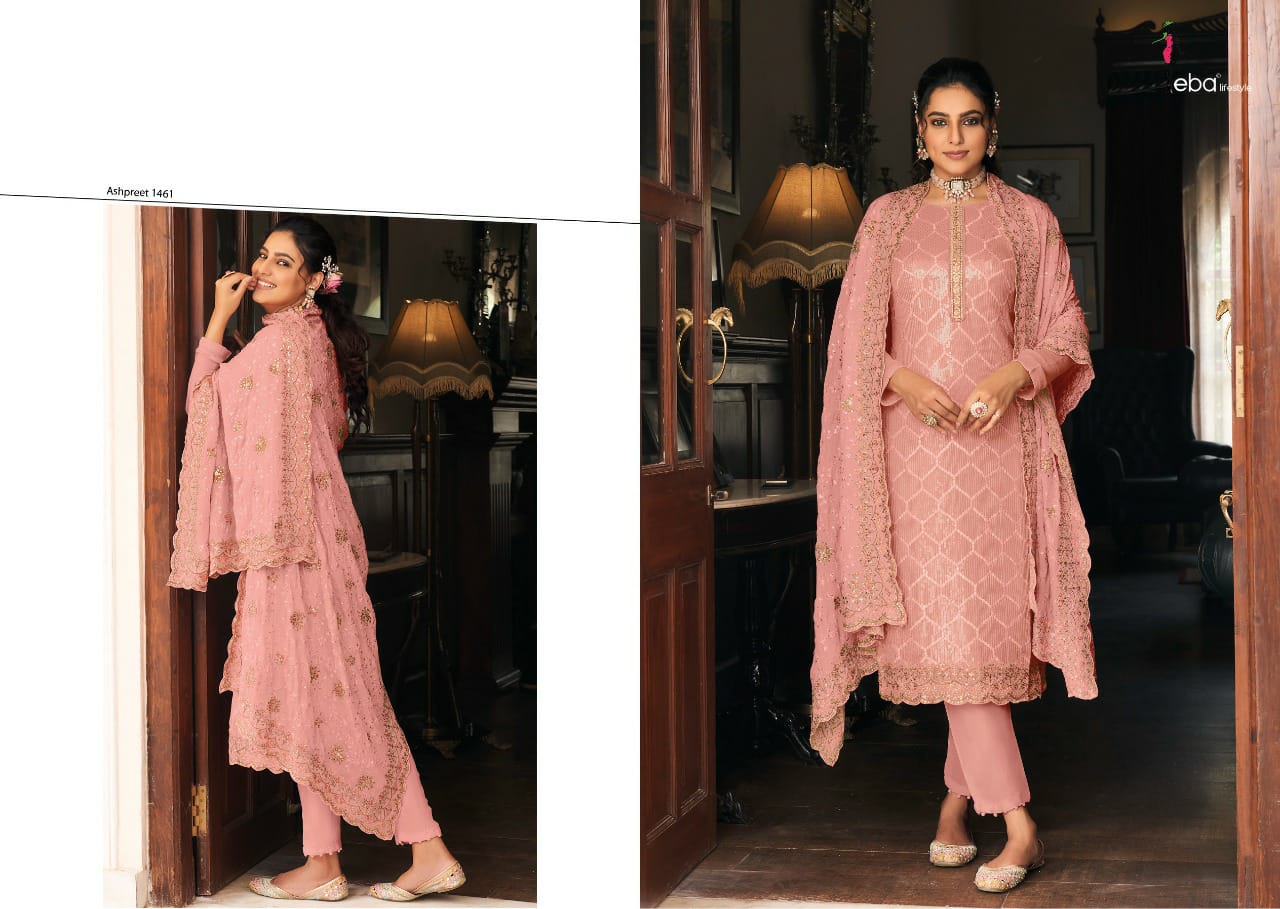 Eba Lifestyle Ashpreet Vol 5 Georgette With Embroidery Designer Suits Wholesaler Surat