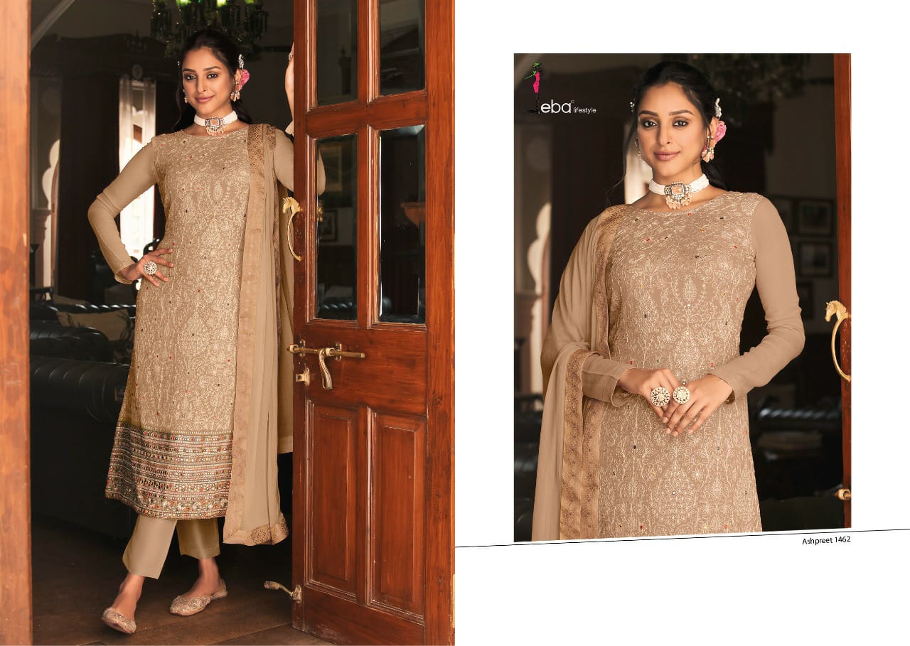 Eba Lifestyle Ashpreet Vol 5 Georgette With Embroidery Designer Suits Wholesaler Surat