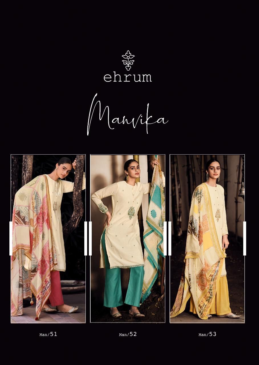 Varsha Ehrum Manvika Muslin With Embroidery Designer Suits Wholesaler Surat