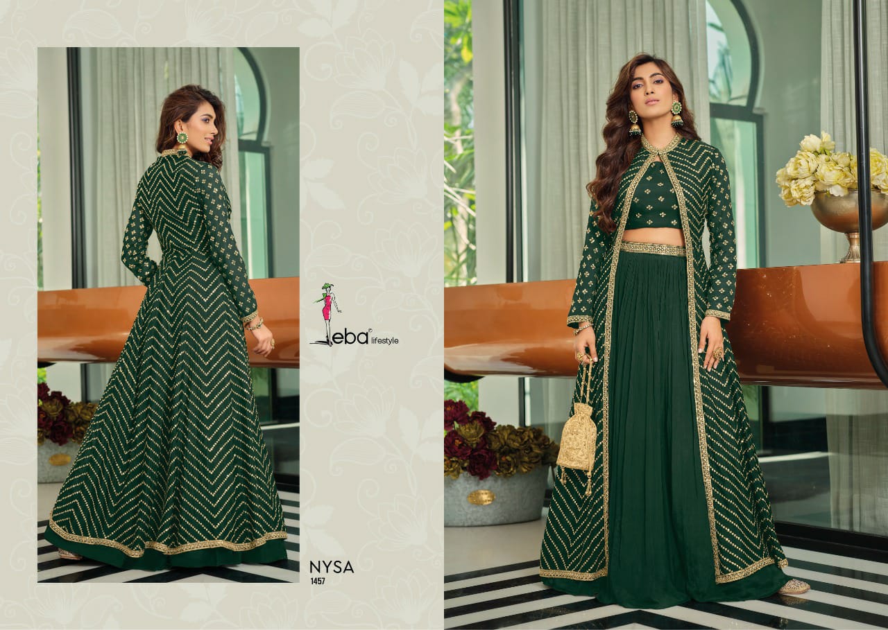 Eba Lifestyle Nysa Chinon With Heavy Embroidery Designer Ready Made Suits Wholesaler Surat
