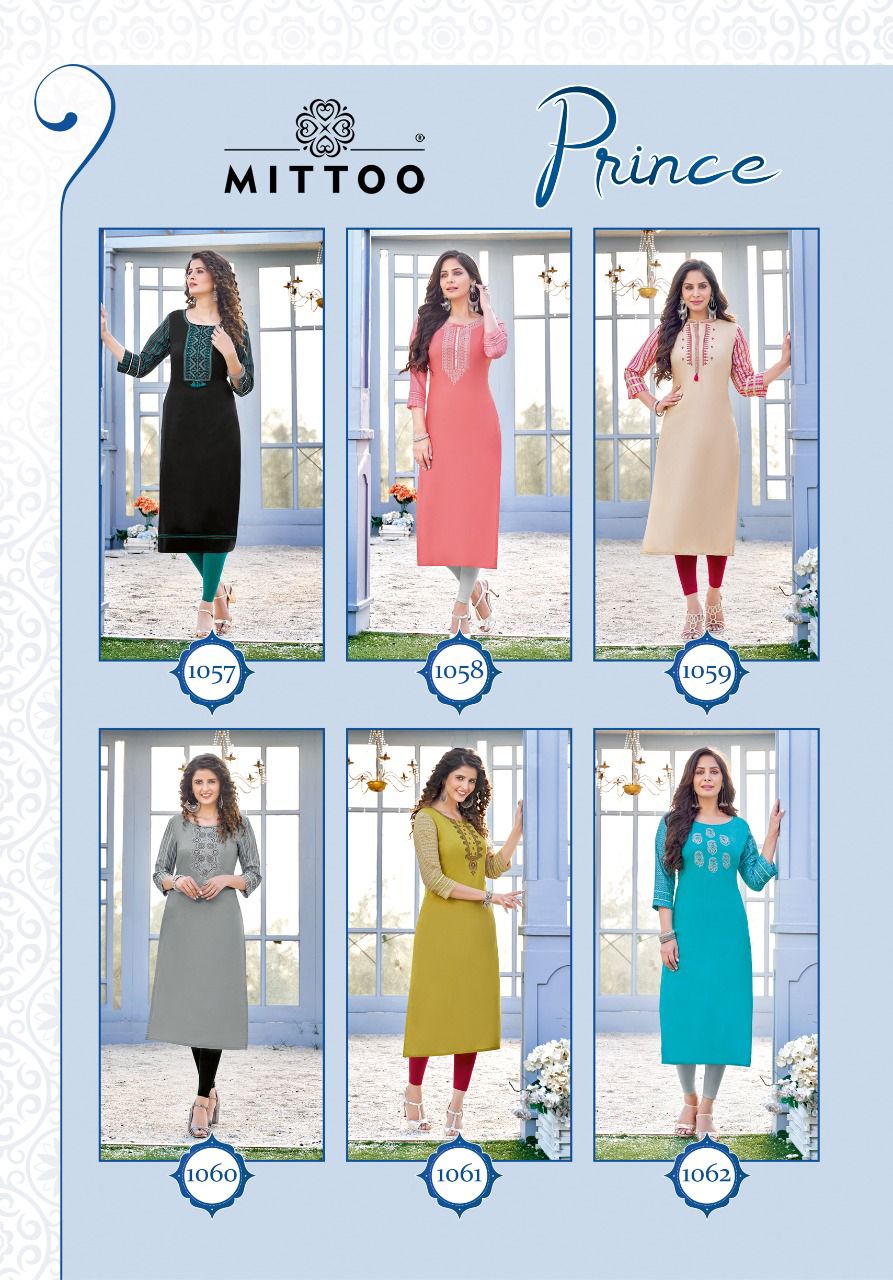 Mitton Prince Heavy Rayon Fancy Kurtis Wholesaler Surat