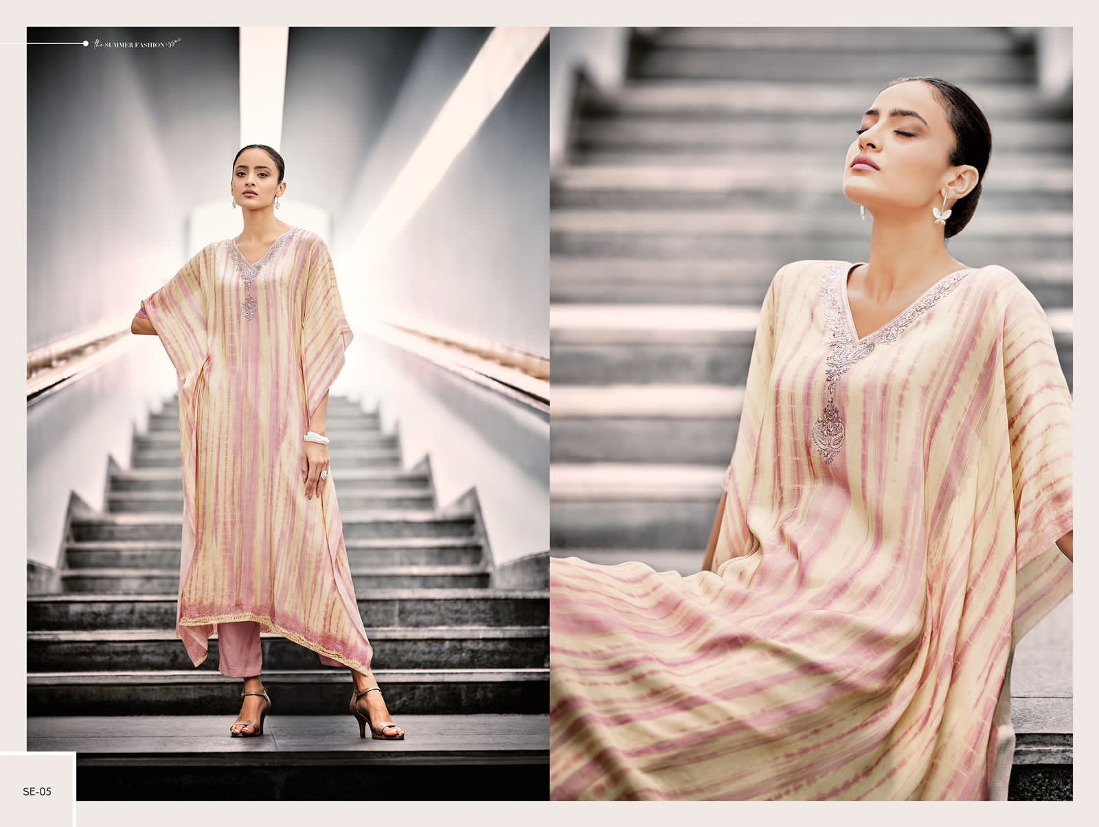 Varsha Summer Essentials Silk Satin Embroidery Designer Kaftan Kurtis With Bottom Set Wholesaler Surat