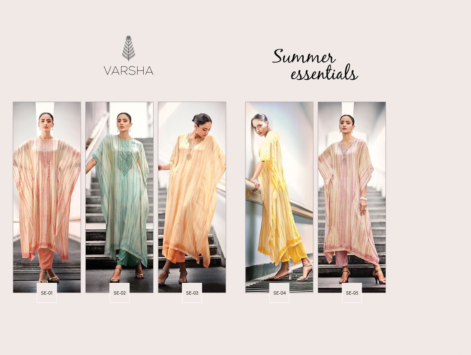 Varsha Summer Essentials Silk Satin Embroidery Designer Kaftan Kurtis With Bottom Set Wholesaler Surat