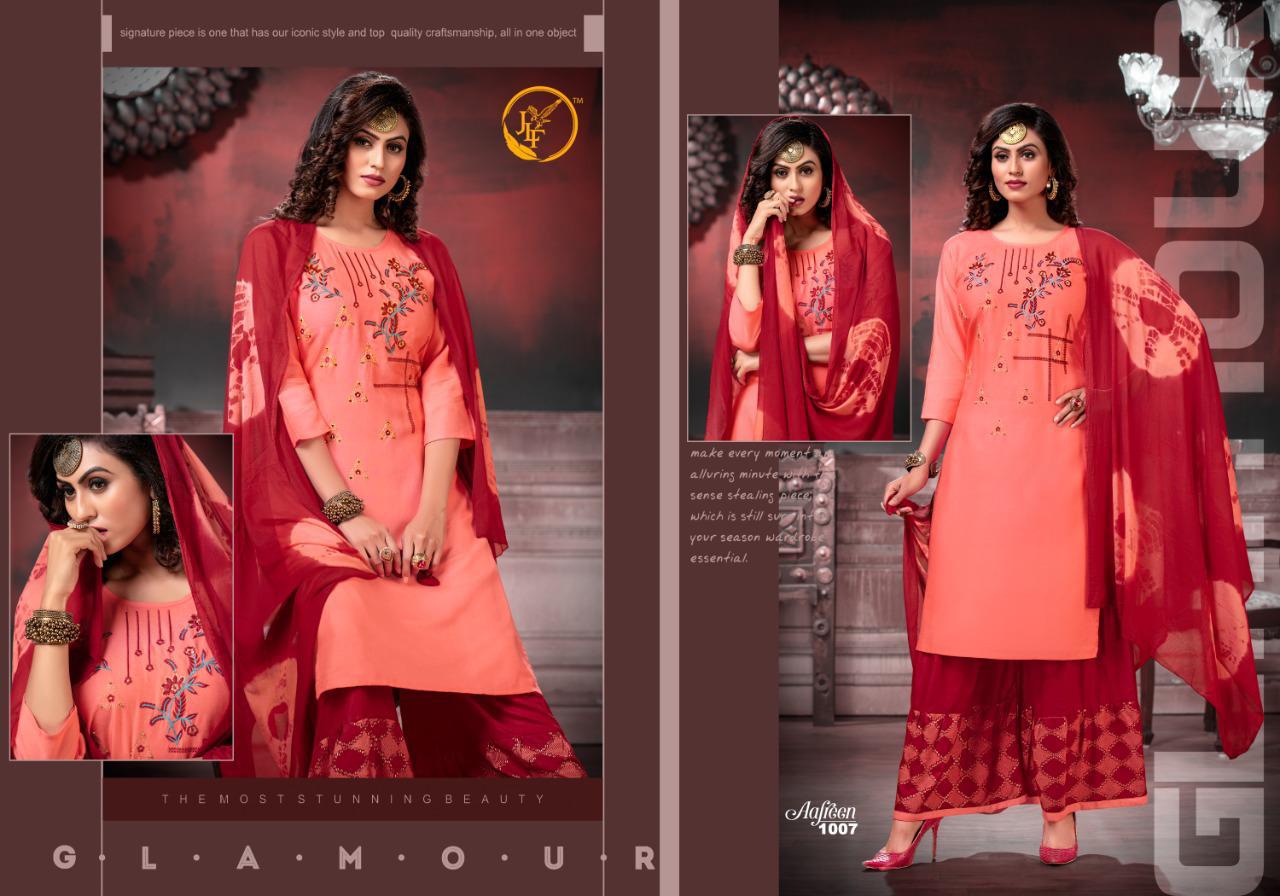 Jlf Presents Aafreen Rayon With Embroidery Designer Kurti Combo Set Wholesaler Surat