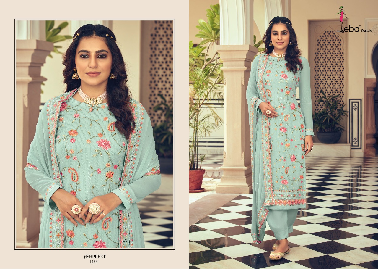 Eba Lifestyle Ashpreet Vol 6 Georgette With Heavy Embroidery Designer Suits Wholesaler Surat
