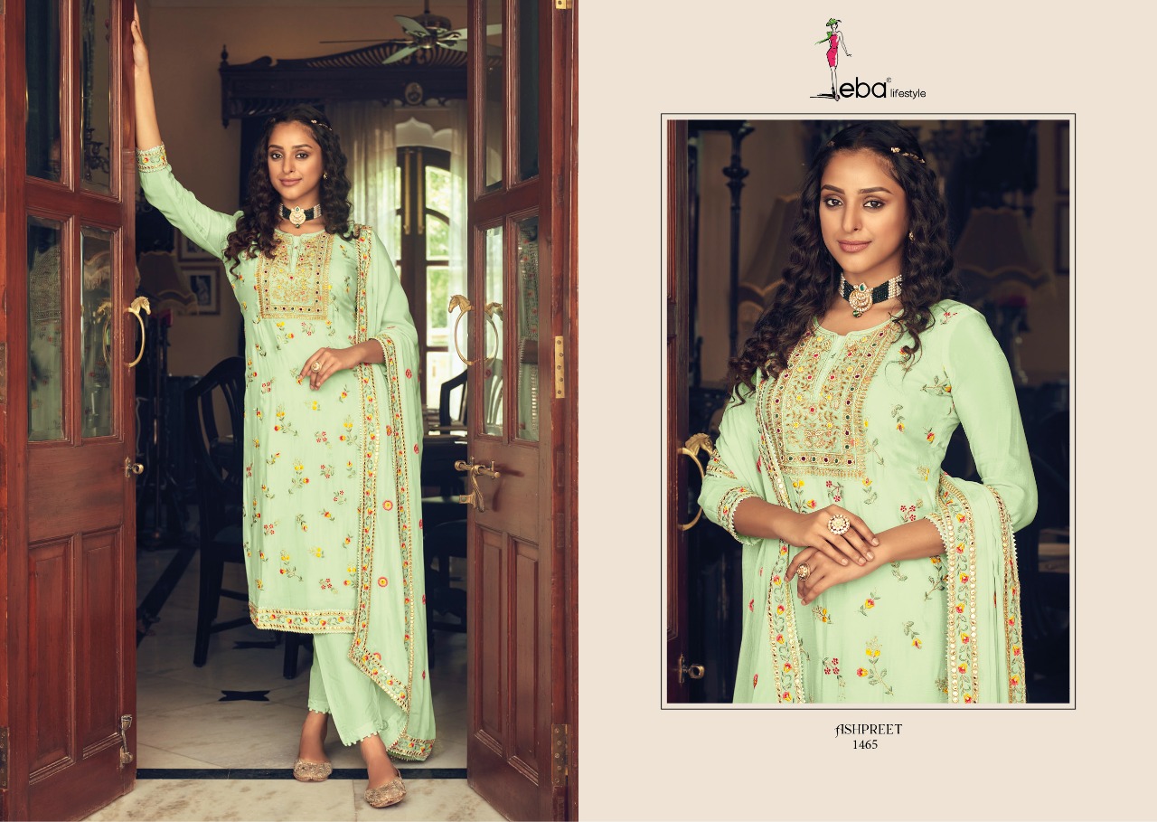 Eba Lifestyle Ashpreet Vol 6 Georgette With Heavy Embroidery Designer Suits Wholesaler Surat