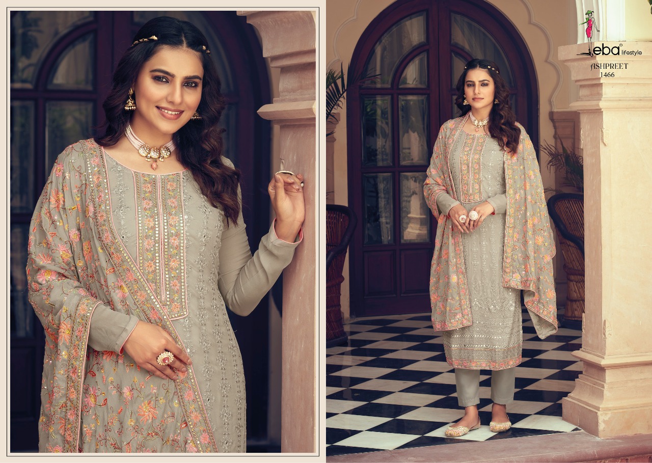 Eba Lifestyle Ashpreet Vol 6 Georgette With Heavy Embroidery Designer Suits Wholesaler Surat