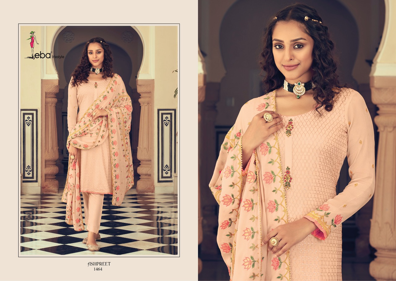 Eba Lifestyle Ashpreet Vol 6 Georgette With Heavy Embroidery Designer Suits Wholesaler Surat