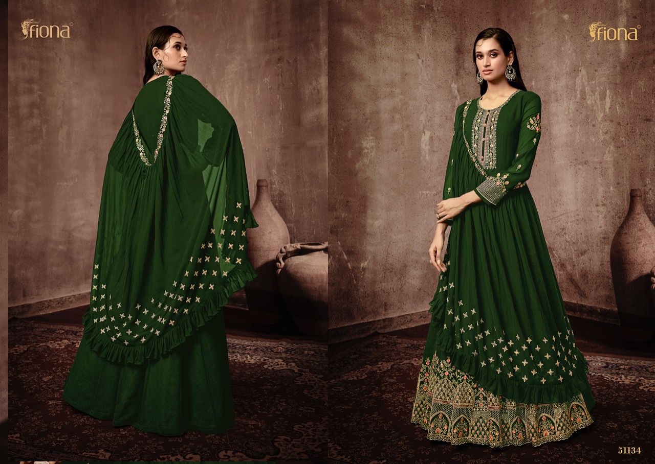 Fiona Bonjo Gorgette With Heavy Elegant Embroidery Designer Ready Made Suits Wholesaler Surat