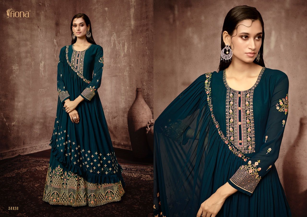 Fiona Bonjo Gorgette With Heavy Elegant Embroidery Designer Ready Made Suits Wholesaler Surat