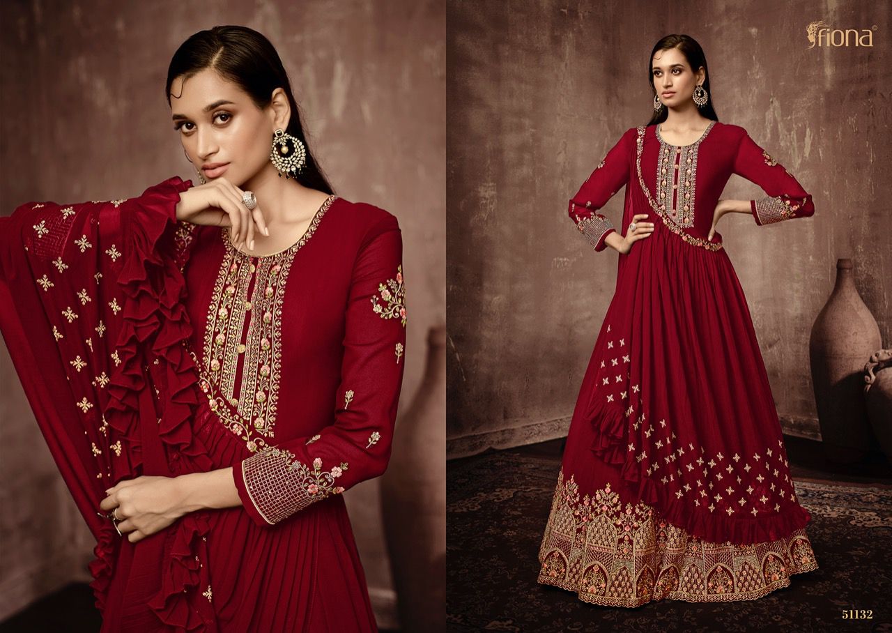 Fiona Bonjo Gorgette With Heavy Elegant Embroidery Designer Ready Made Suits Wholesaler Surat
