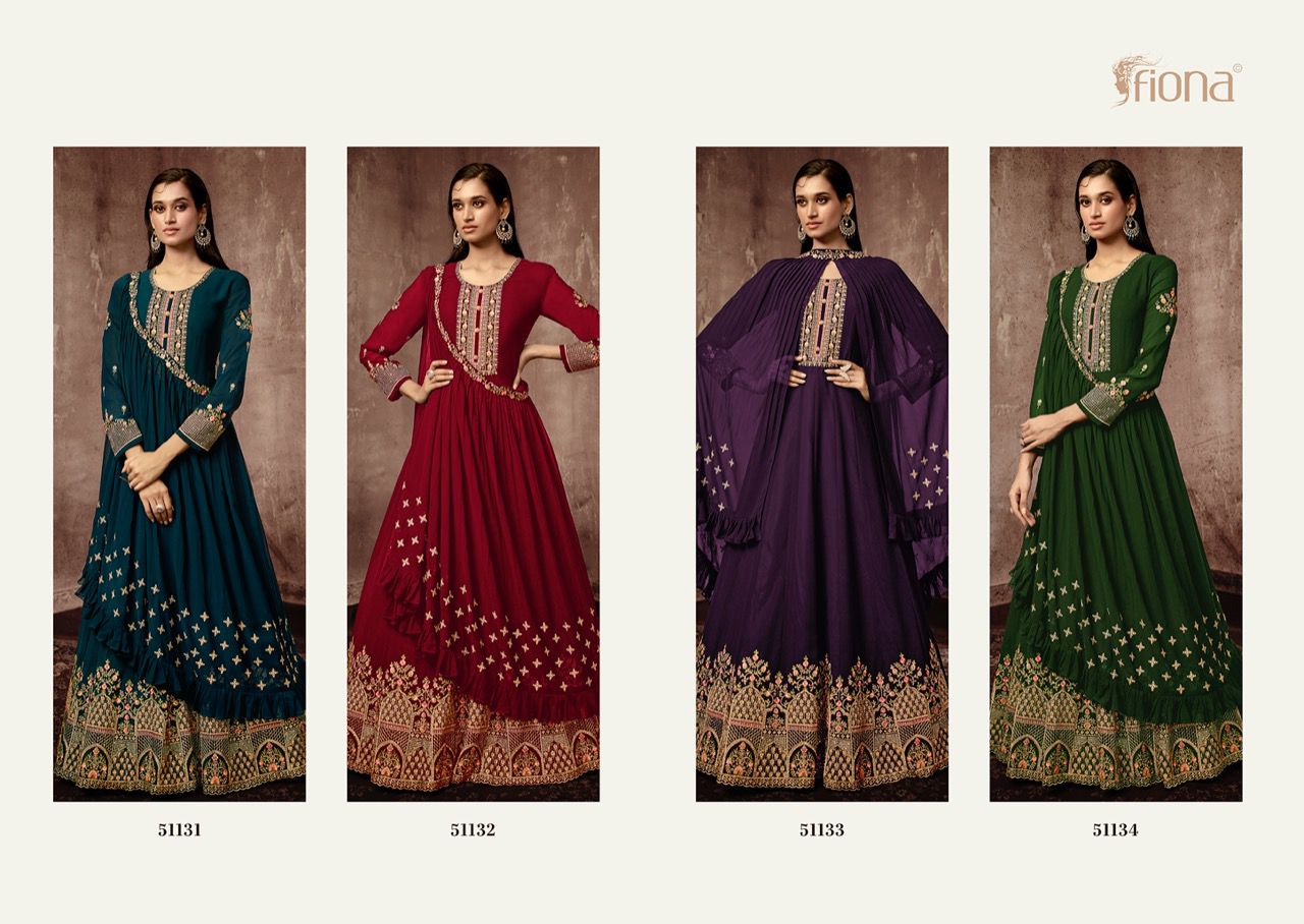 Fiona Bonjo Gorgette With Heavy Elegant Embroidery Designer Ready Made Suits Wholesaler Surat