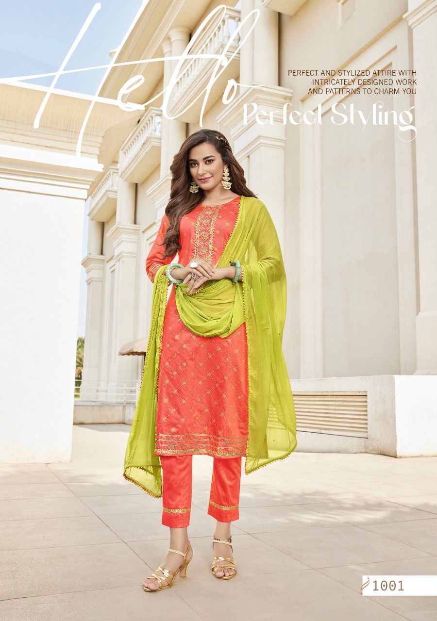 Kajal Style Maan Vol 1 Chanderi Print With Embroidery Works Kurti Combo Set Wholesaler Surat