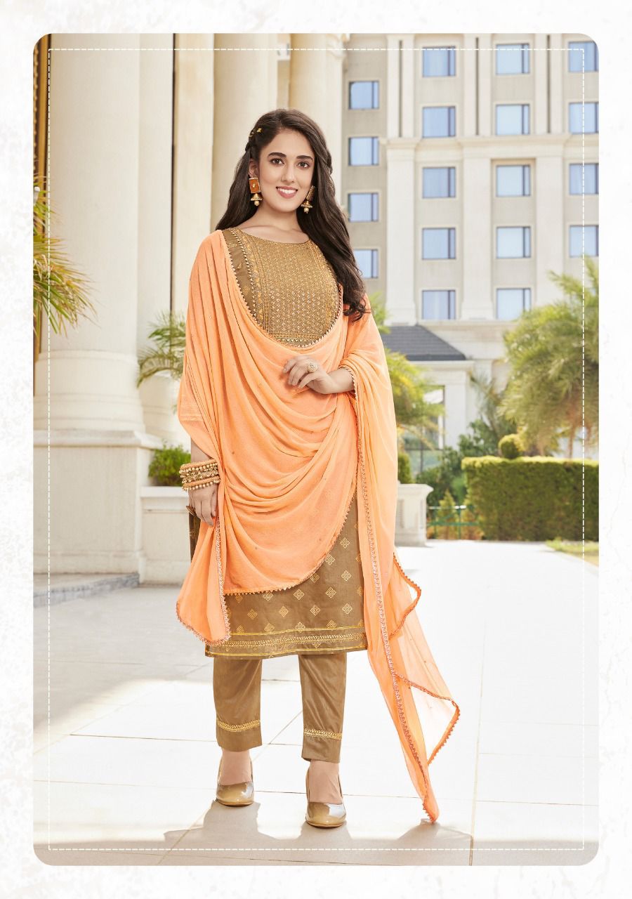 Kajal Style Maan Vol 1 Chanderi Print With Embroidery Works Kurti Combo Set Wholesaler Surat