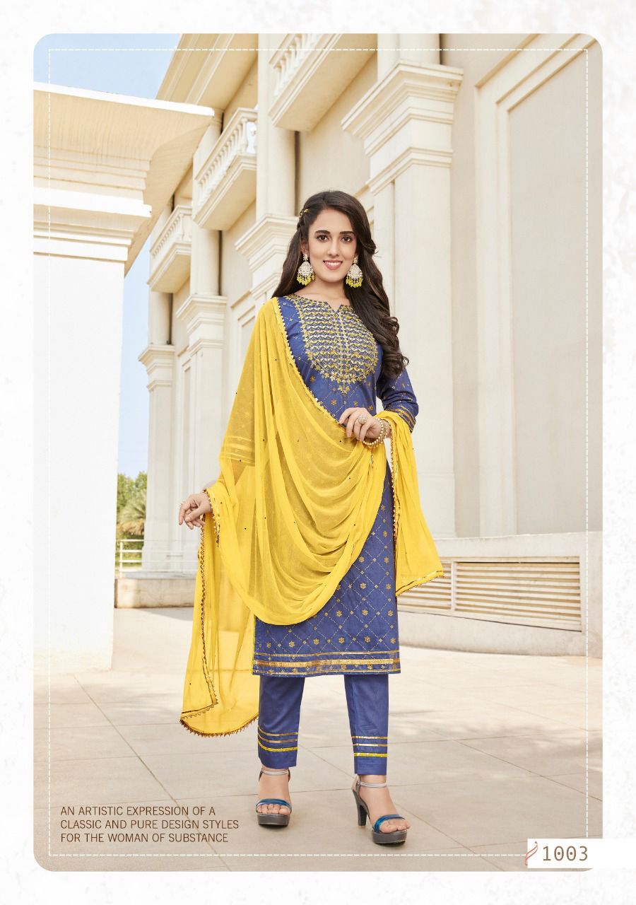 Kajal Style Maan Vol 1 Chanderi Print With Embroidery Works Kurti Combo Set Wholesaler Surat