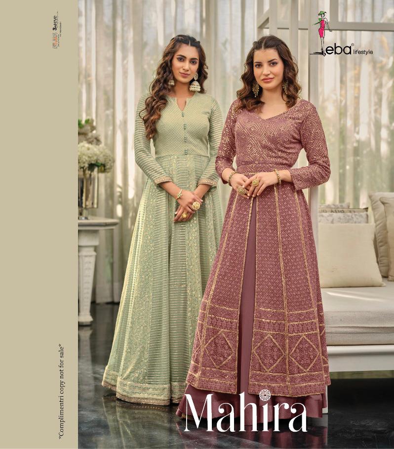 Eba Lifestyle Presents Mahira Georgette & Chinon With Embroidery Work Readmade Heavy Gown Wholesaler Surat