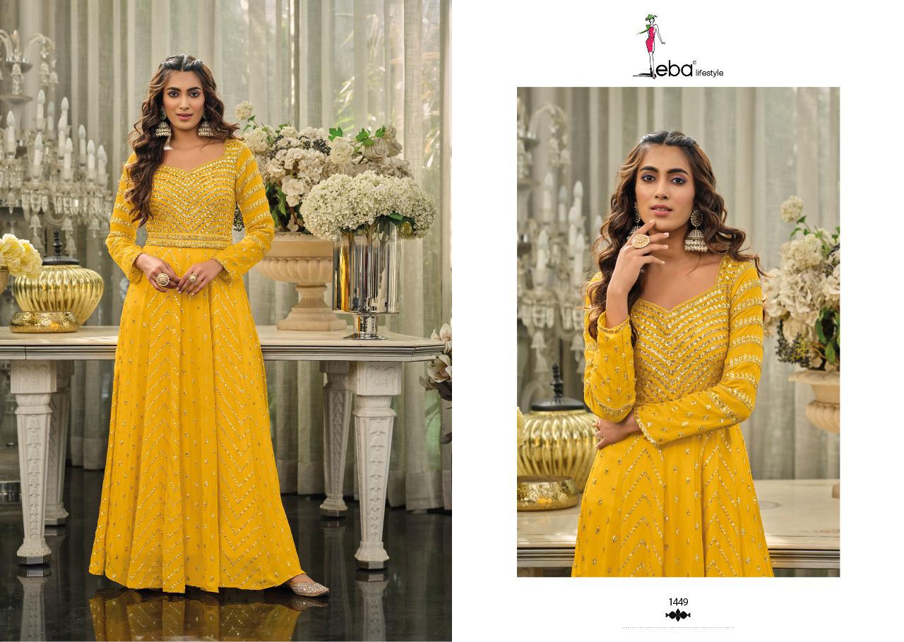Eba Lifestyle Presents Mahira Georgette & Chinon With Embroidery Work Readmade Heavy Gown Wholesaler Surat
