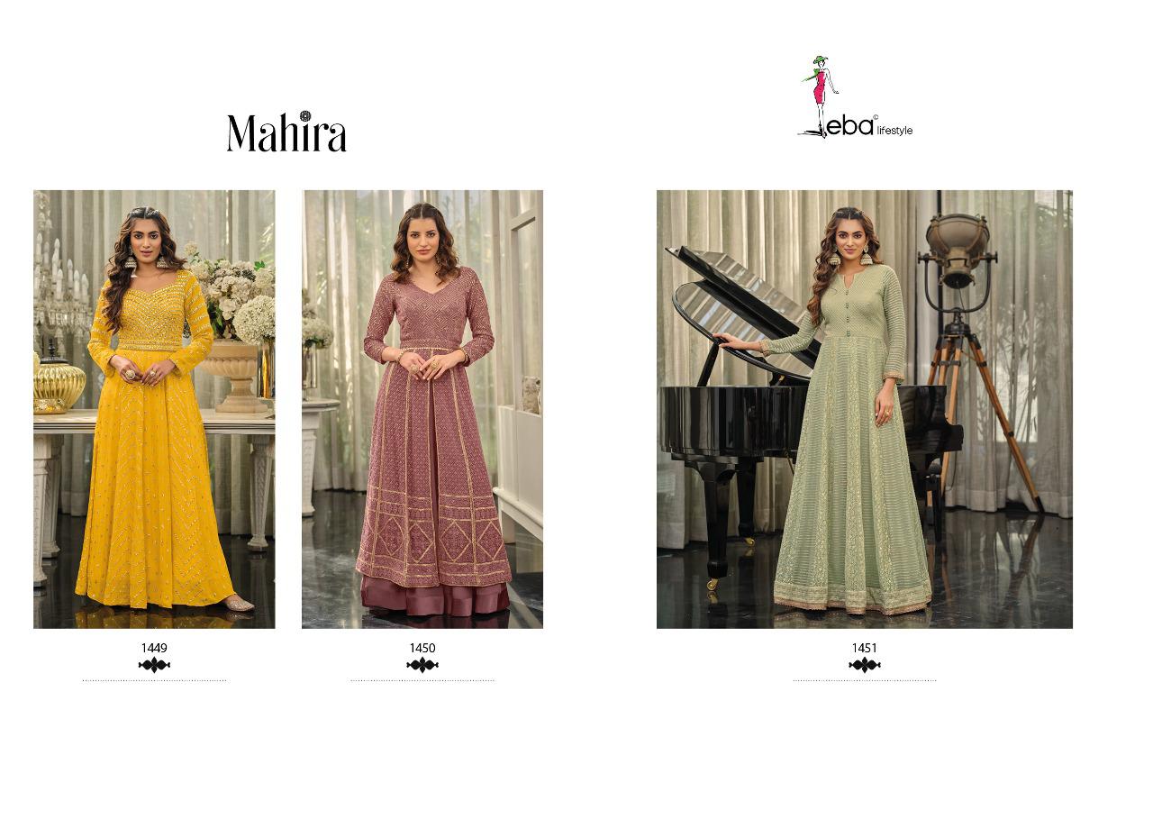 Eba Lifestyle Presents Mahira Georgette & Chinon With Embroidery Work Readmade Heavy Gown Wholesaler Surat