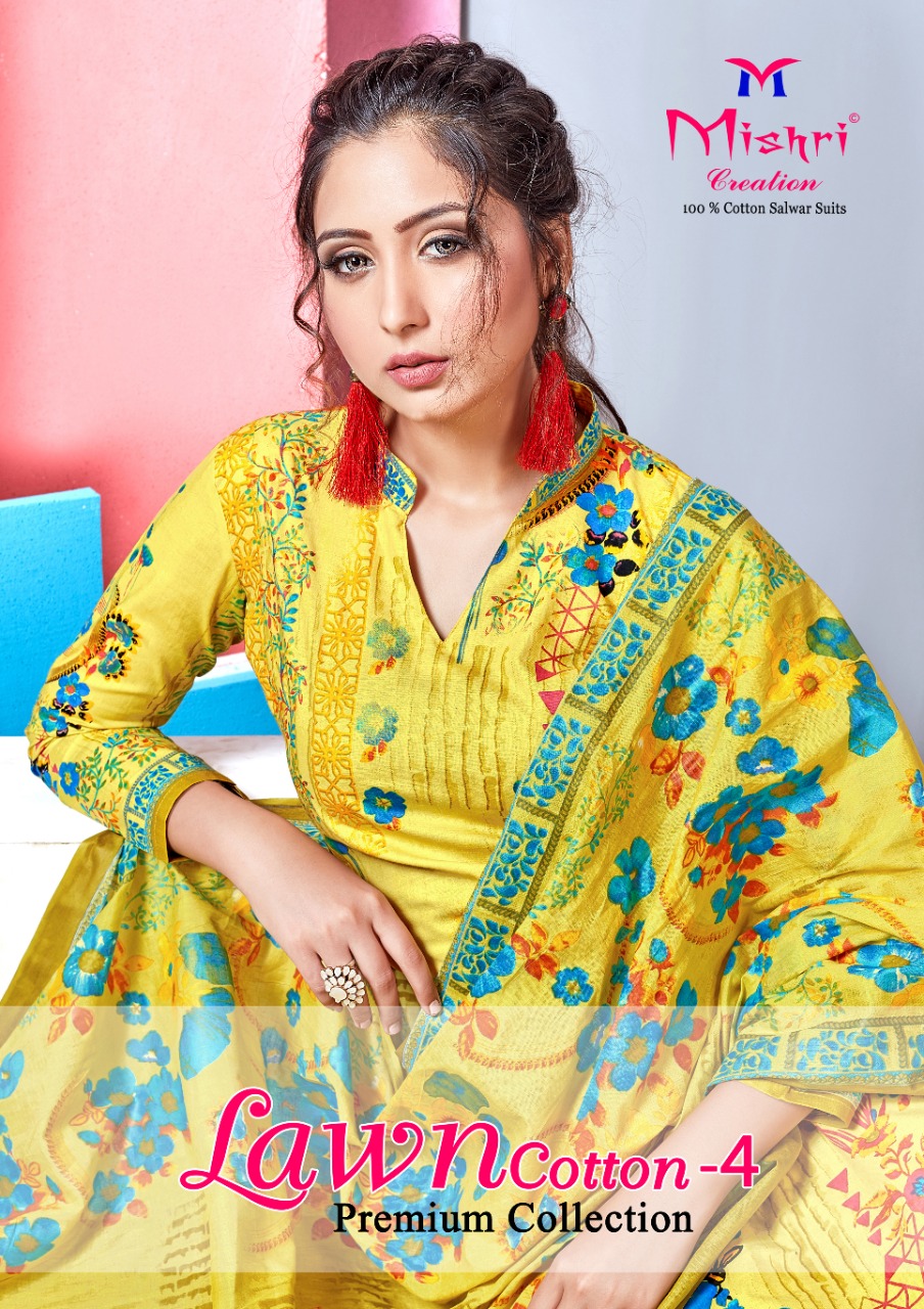 Mishri Creation Presents Lawn Cotton Vol 4 Fabric Lawn Cotton Designer Salwar Suits