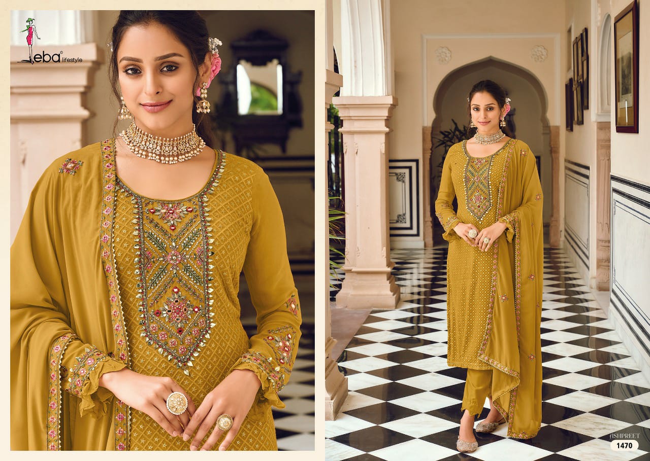 Eba Life Style Ashpreet Vol 7 Georgette With Heavy Embroidery Designer Suits Wholesaler Surat