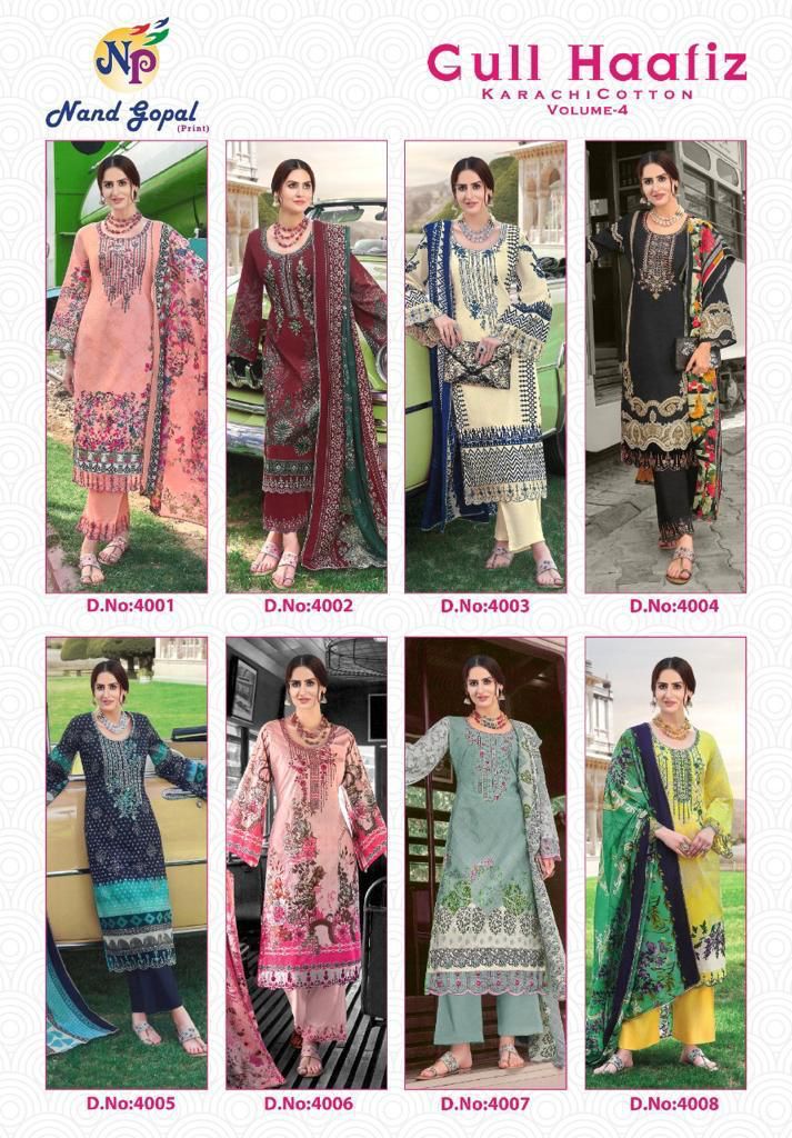 Nandgopal Gull Haafiz Vol 4 Heavy Cotton Printed Salwar Suits Wholesaler Surat