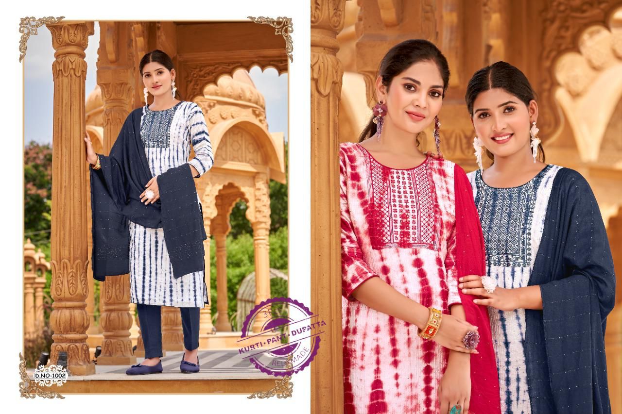 Poonam Designer Hello Saburi Pure Chanderi Printed Kurti Combo Set Wholesaler Surat