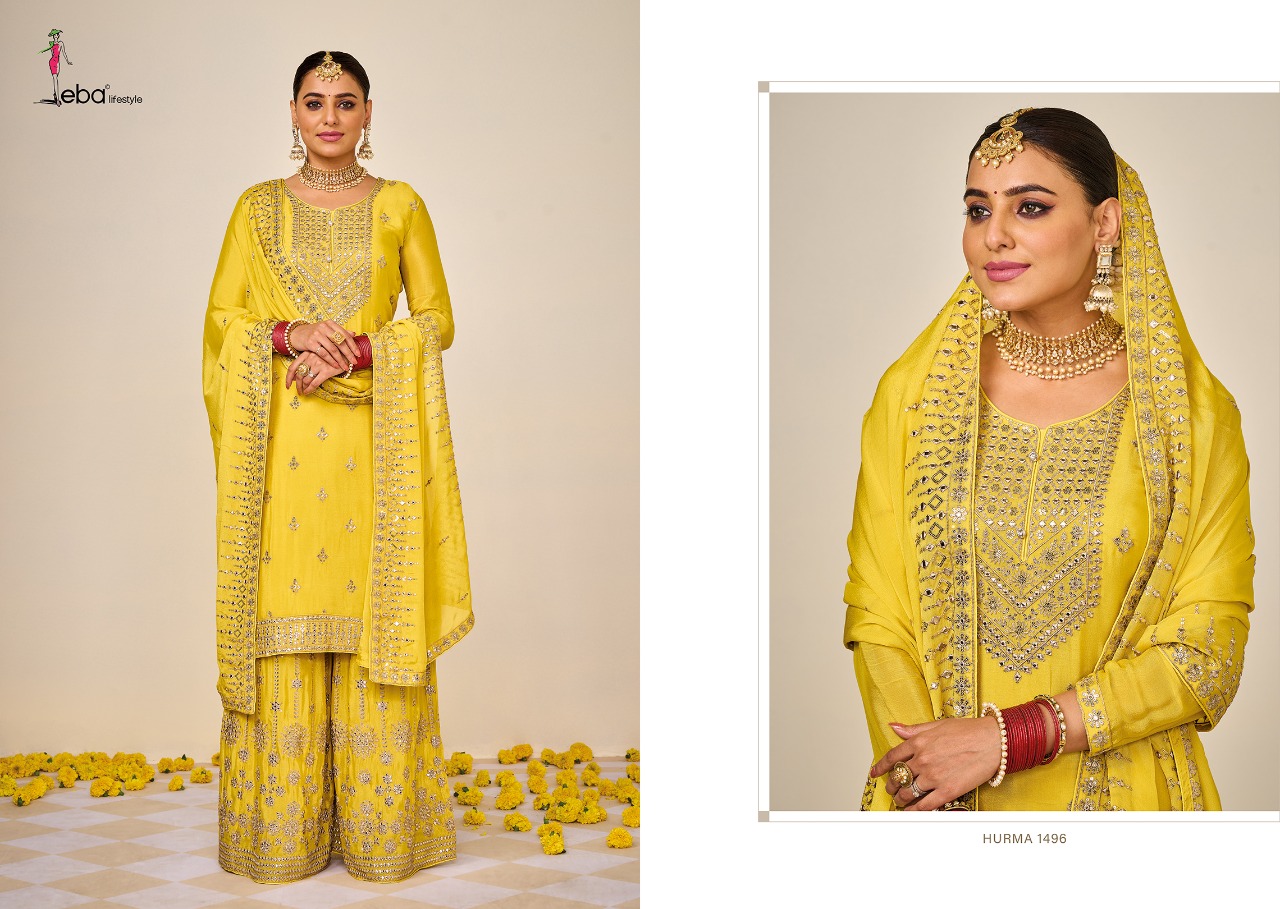 Eba Lifestyle Hurma Vol 38 Chinon With Heavy Elegant Designer Suits Wholesaler Surat