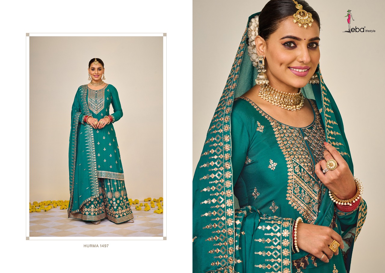 Eba Lifestyle Hurma Vol 38 Chinon With Heavy Elegant Designer Suits Wholesaler Surat