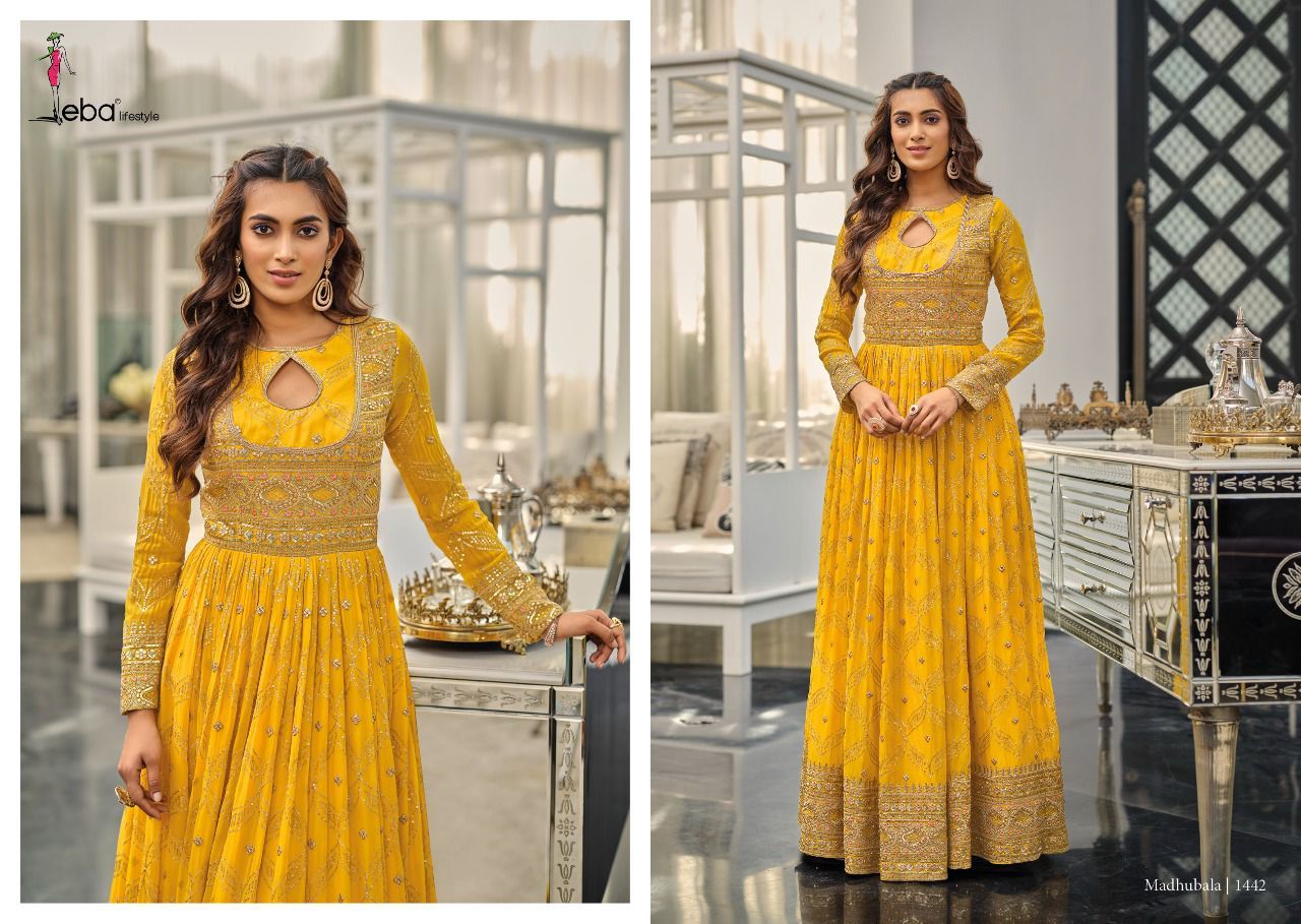 Eba Life Style Madhubala Georgette With Heavy Designer Ready Made Gown Suits Wholesaler Surat