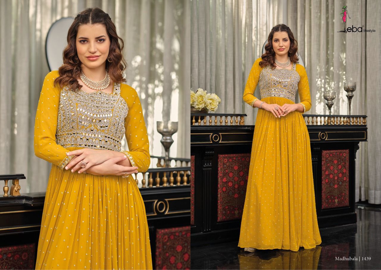 Eba Life Style Madhubala Georgette With Heavy Designer Ready Made Gown Suits Wholesaler Surat