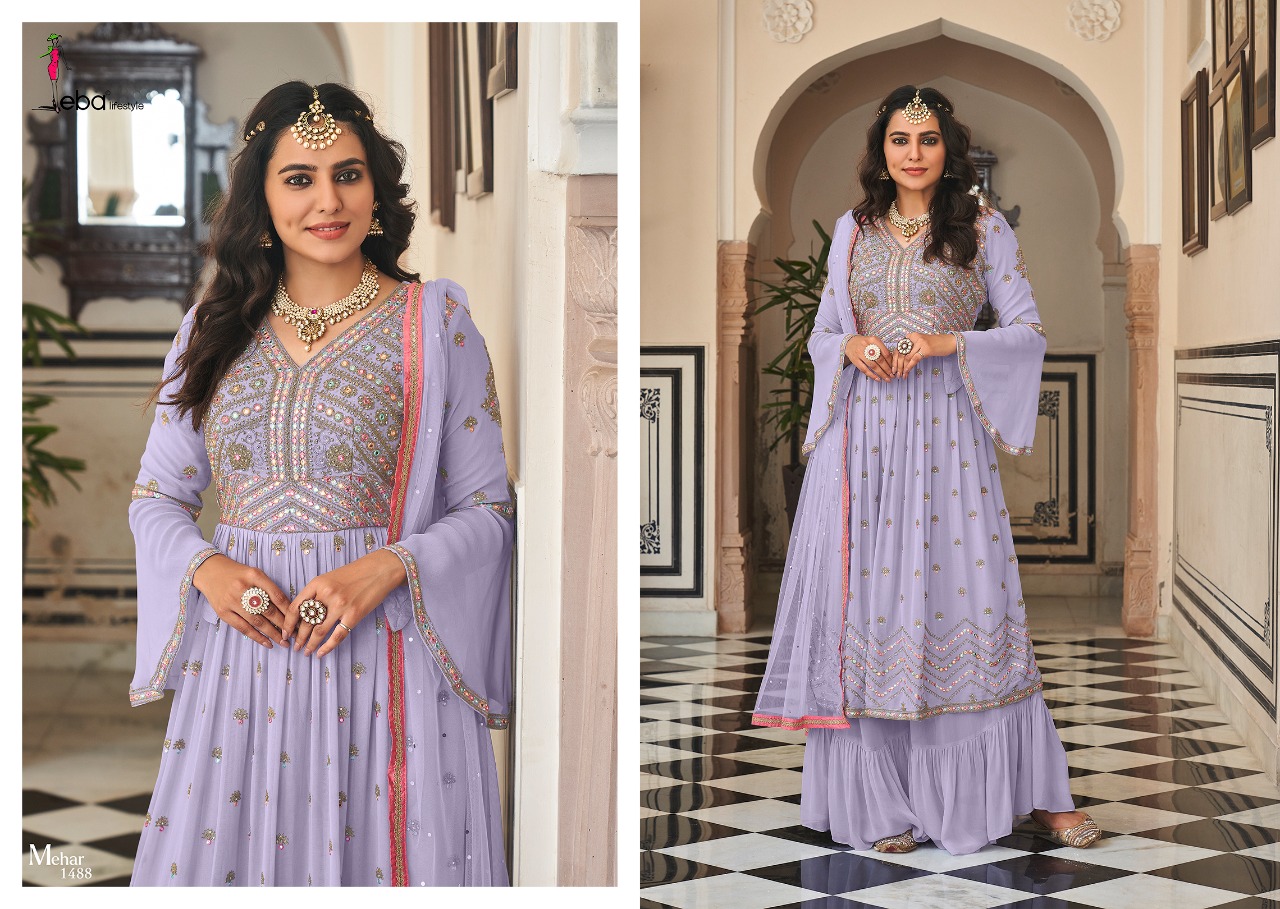 Eba Lifestyle Mehar Vol 2 Fox Georgette With Beauitful Designer Ready Made Suits Wholesaler Surat