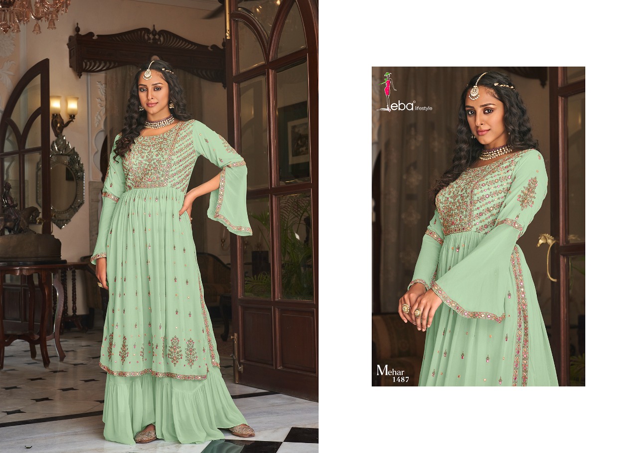 Eba Lifestyle Mehar Vol 2 Fox Georgette With Beauitful Designer Ready Made Suits Wholesaler Surat