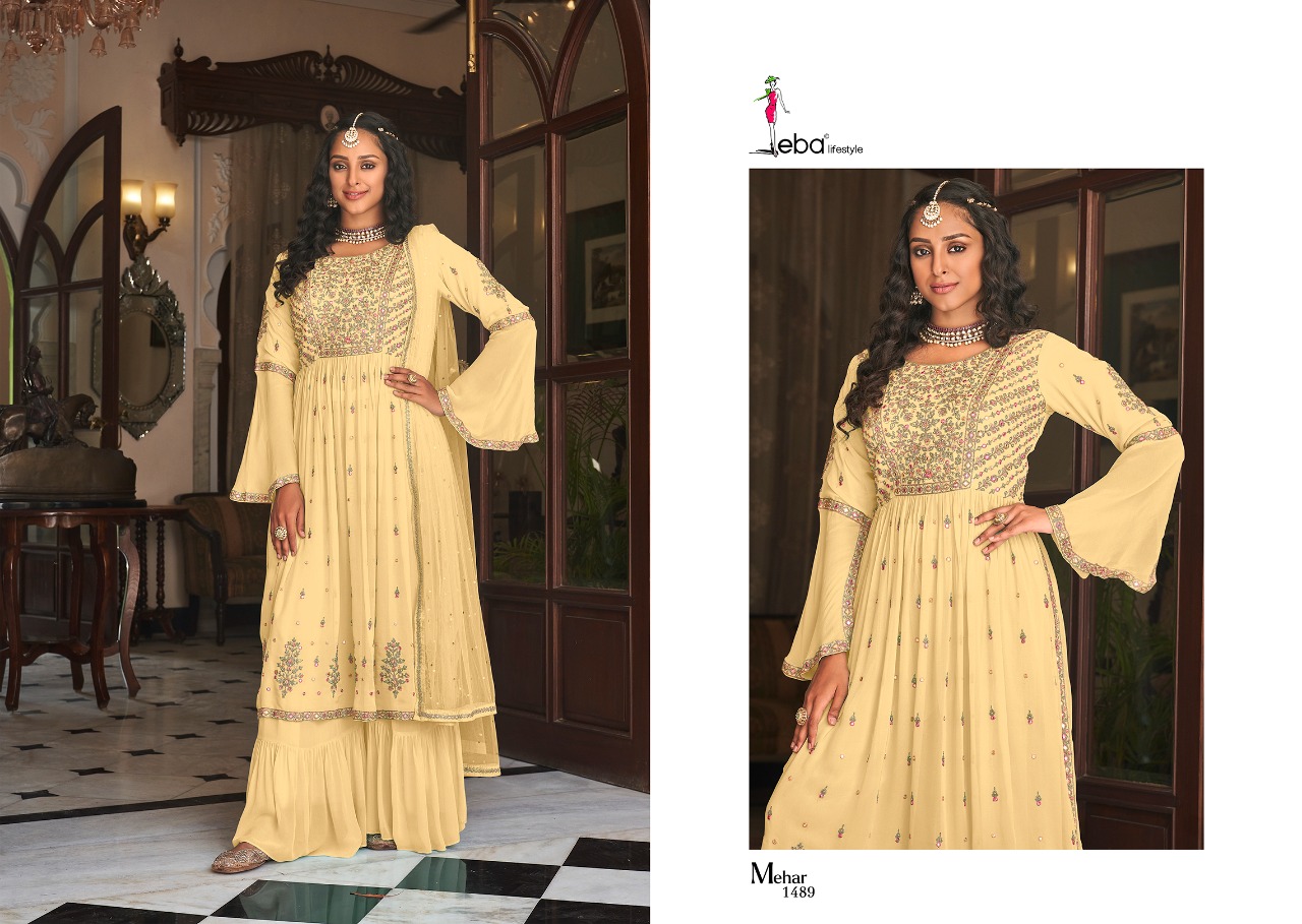 Eba Lifestyle Mehar Vol 2 Fox Georgette With Beauitful Designer Ready Made Suits Wholesaler Surat