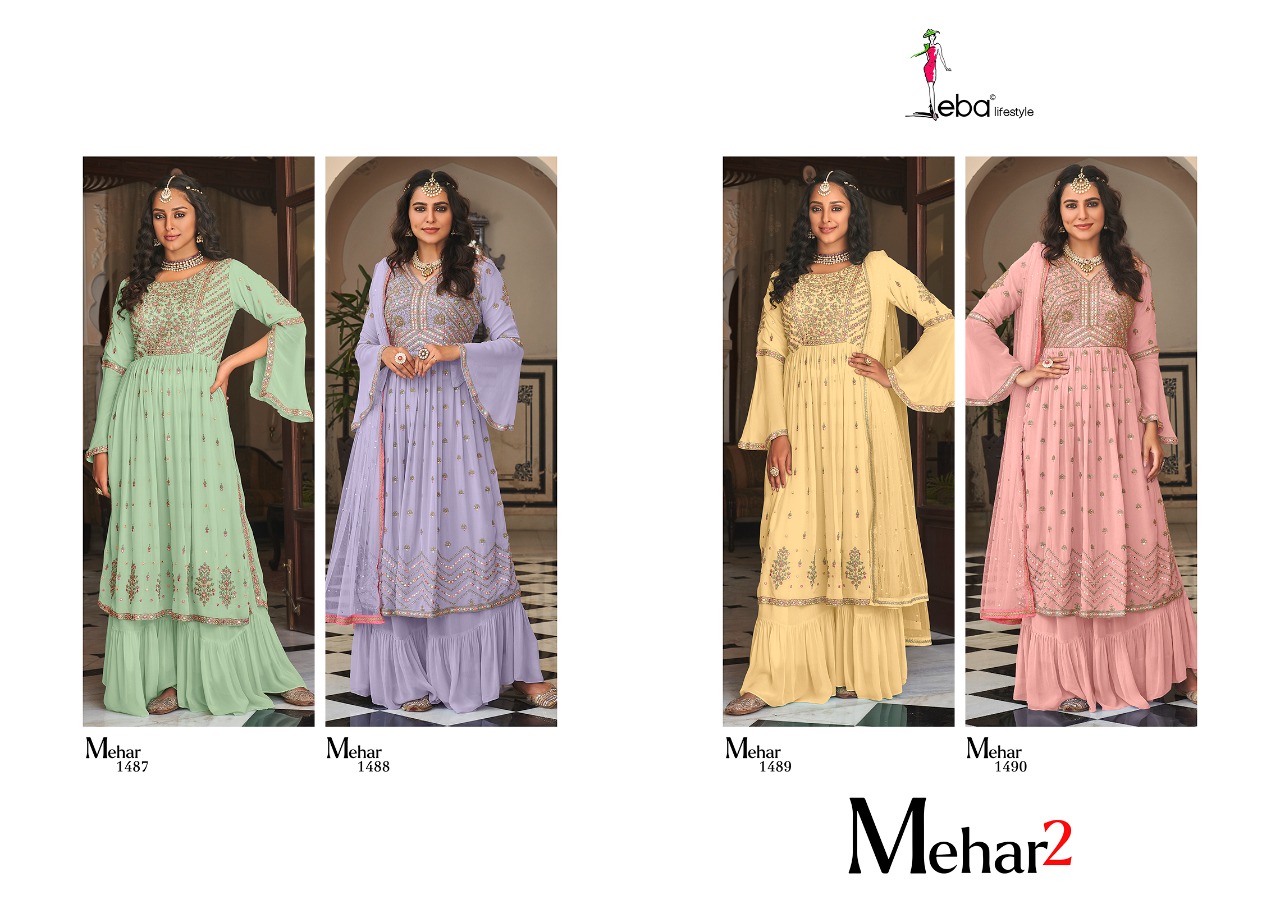 Eba Lifestyle Mehar Vol 2 Fox Georgette With Beauitful Designer Ready Made Suits Wholesaler Surat