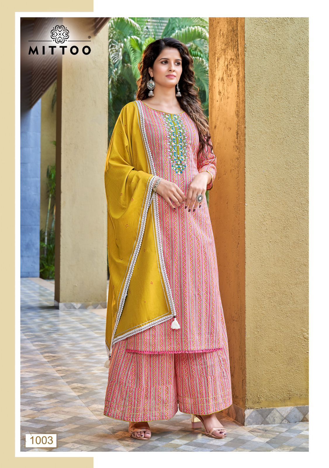 Mittoo Naira Rayon With Designer Print Kurtis Plazzo And Dupatta Wholesaler Surat