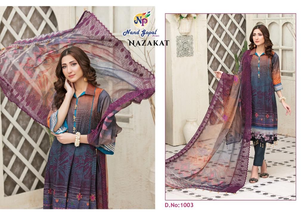 Nand Gopal Print Nazakat Cotton Karachi Style Suits Wholesaler Surat